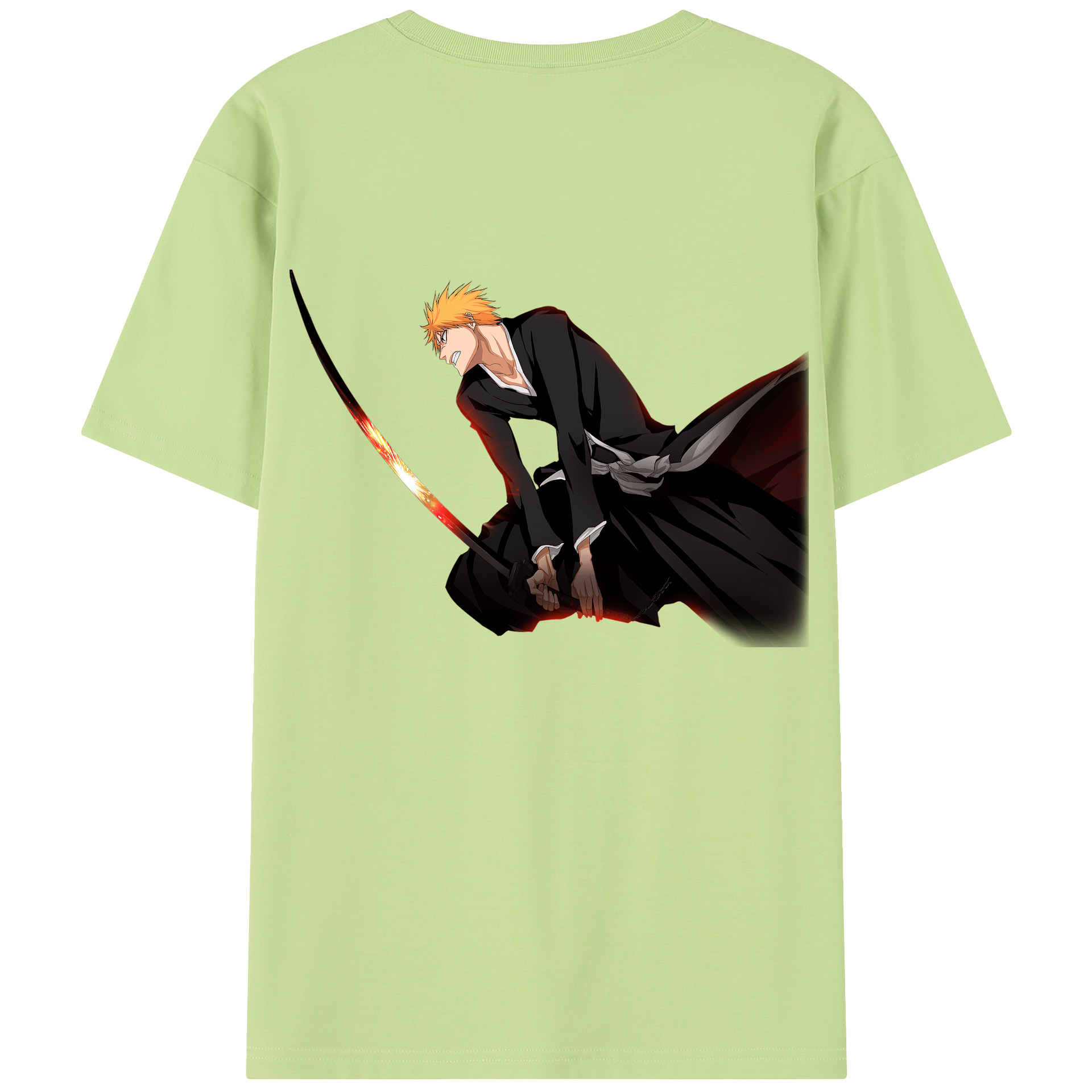（画像用） ブリーチ 黒崎一護（くろさき いちご）BLEACH Kurosaki Ichigo 綿100％半袖Tシャツ（背面プリント）